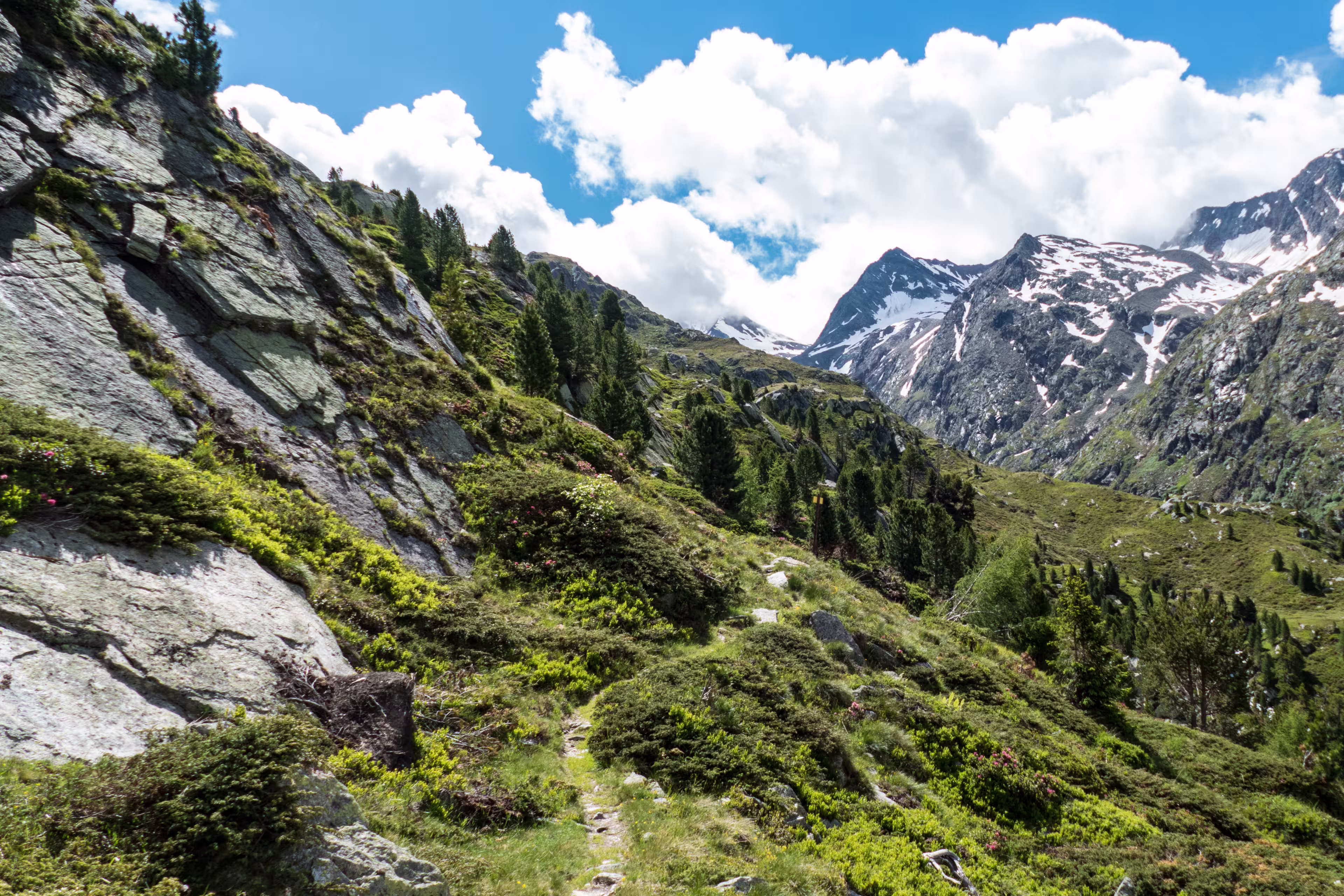 amazing beautiful summer scenery in otztal alps in austria