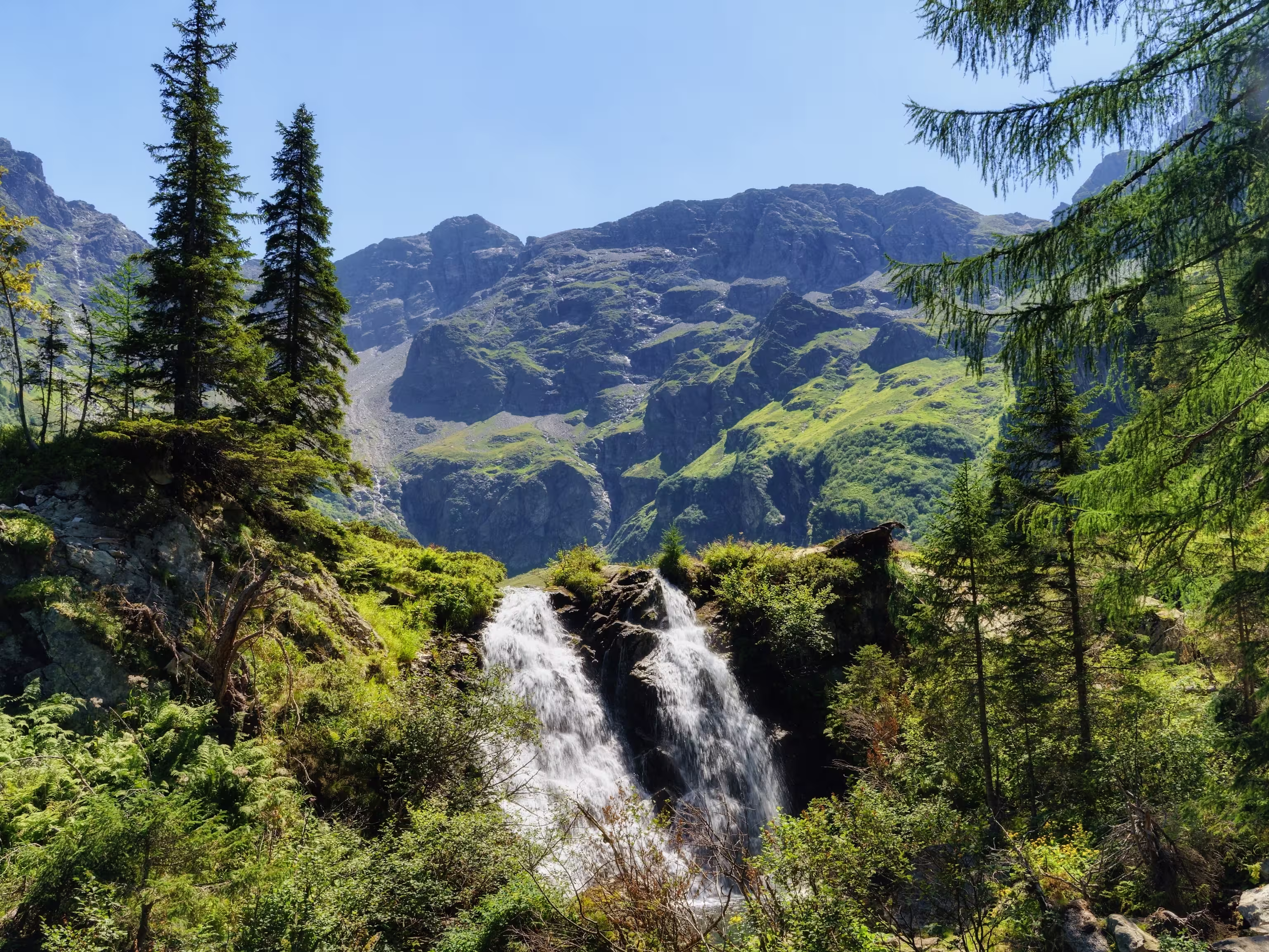 View of the Steirischer Bodensee Waterfall. Haus im Ennstal, Austria.