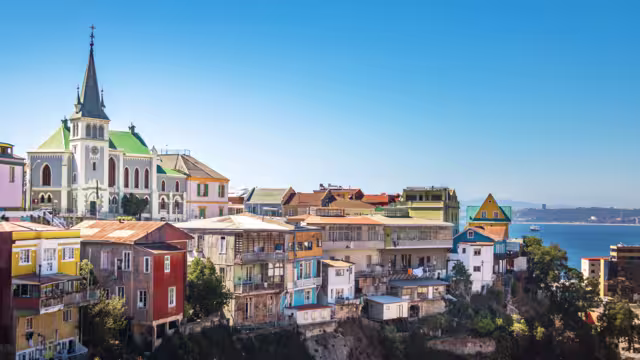 Valparaiso Skyline with Lutheran Church - Valparaiso, Chile