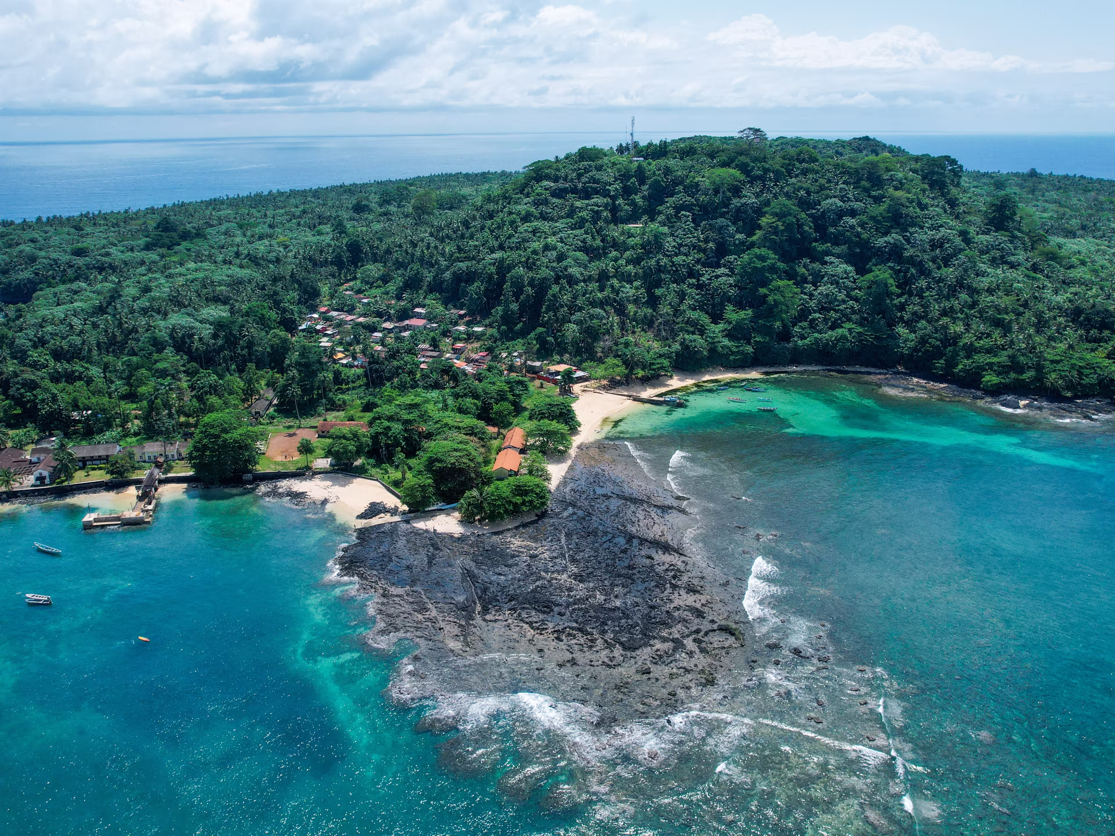 Amazing aerial view from Ilheu das Rolas in São Tomé e Principe,Africa
