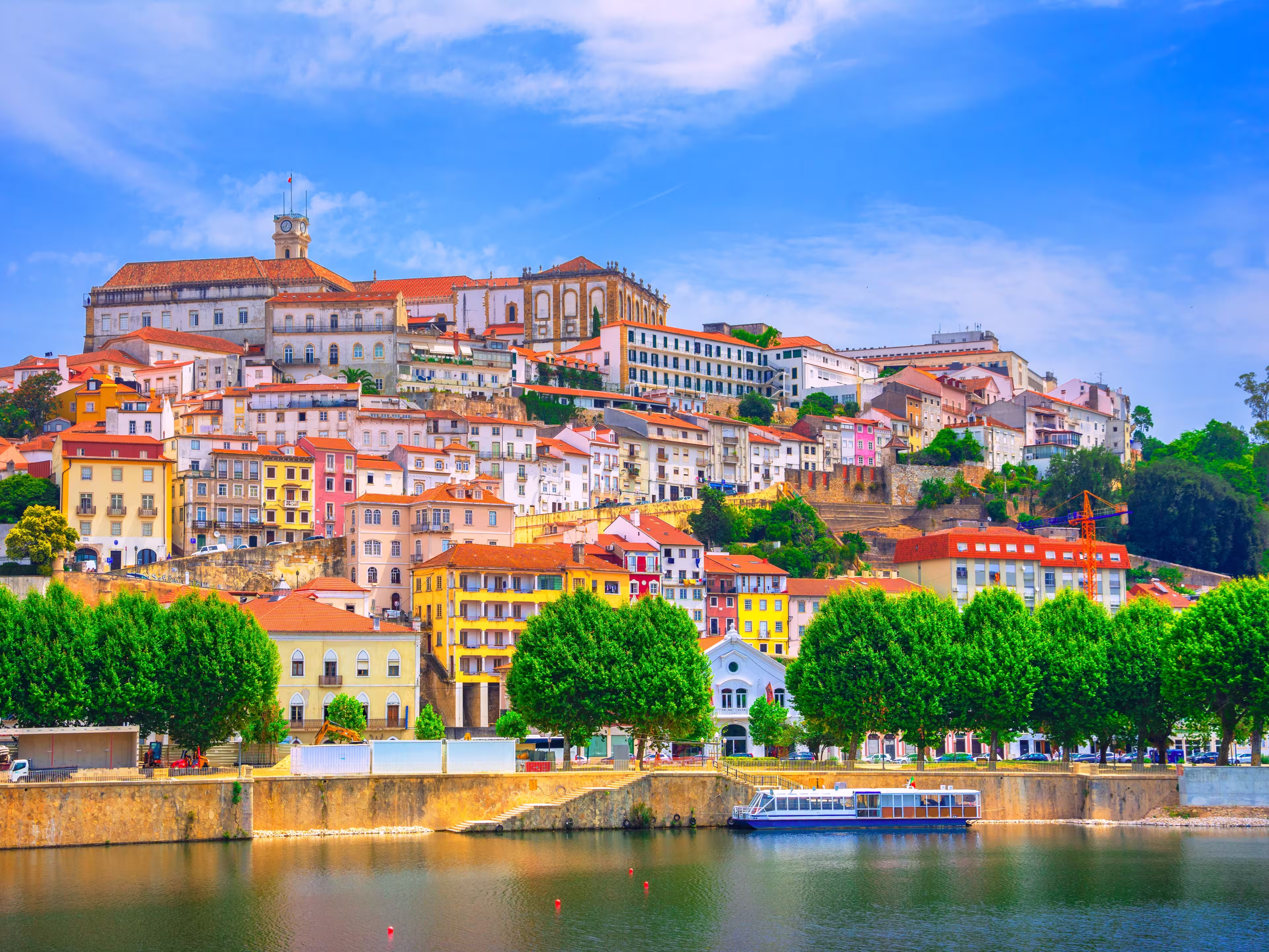View of cityscape of old town of Coimbra, Portugal