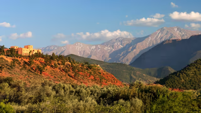 The hotel Kasbah Bab Ourika, Ourika Valley, Atlas Mountains, Morocco, North Africa, Africa