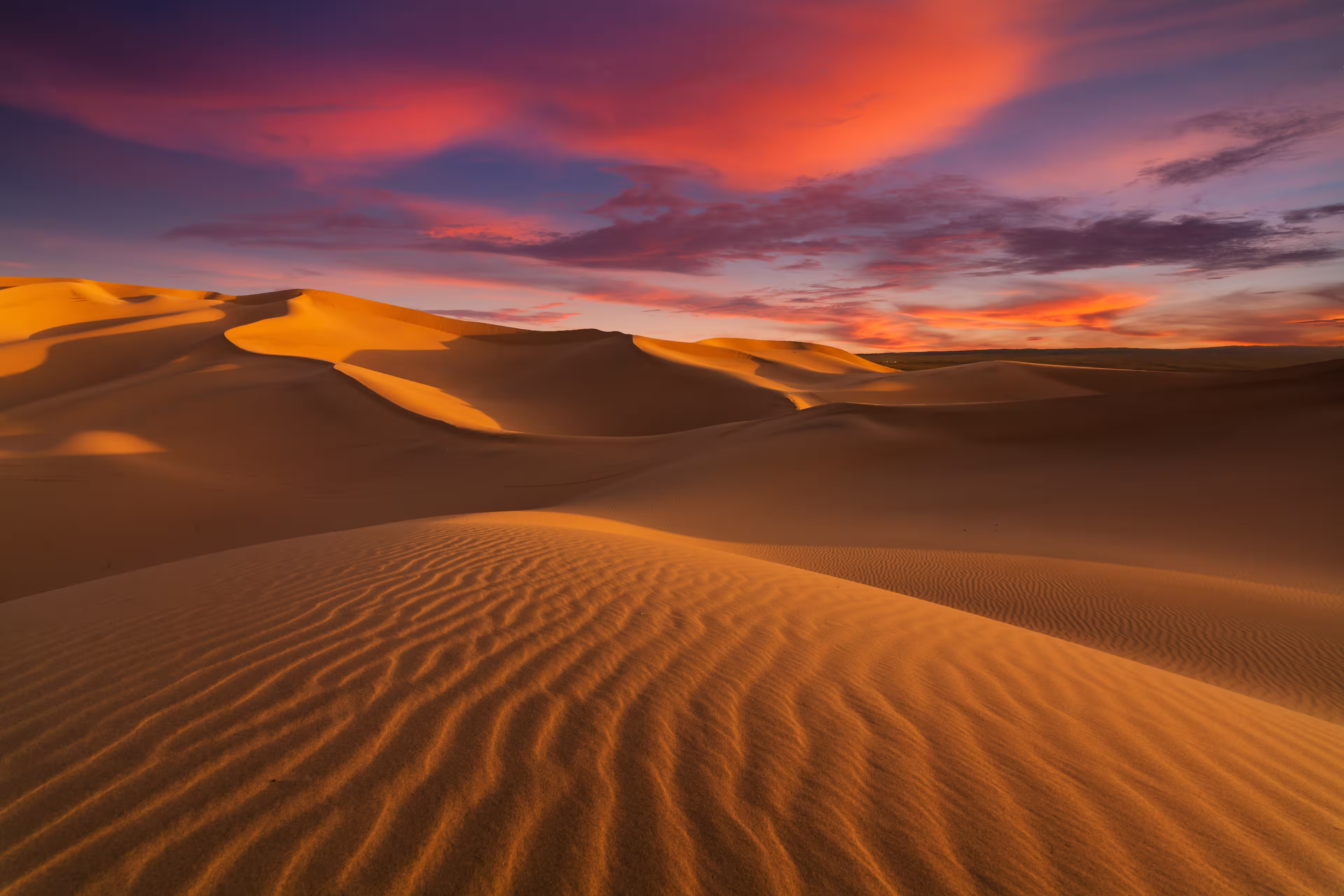 Beautiful sand dunes in the Sahara desert.