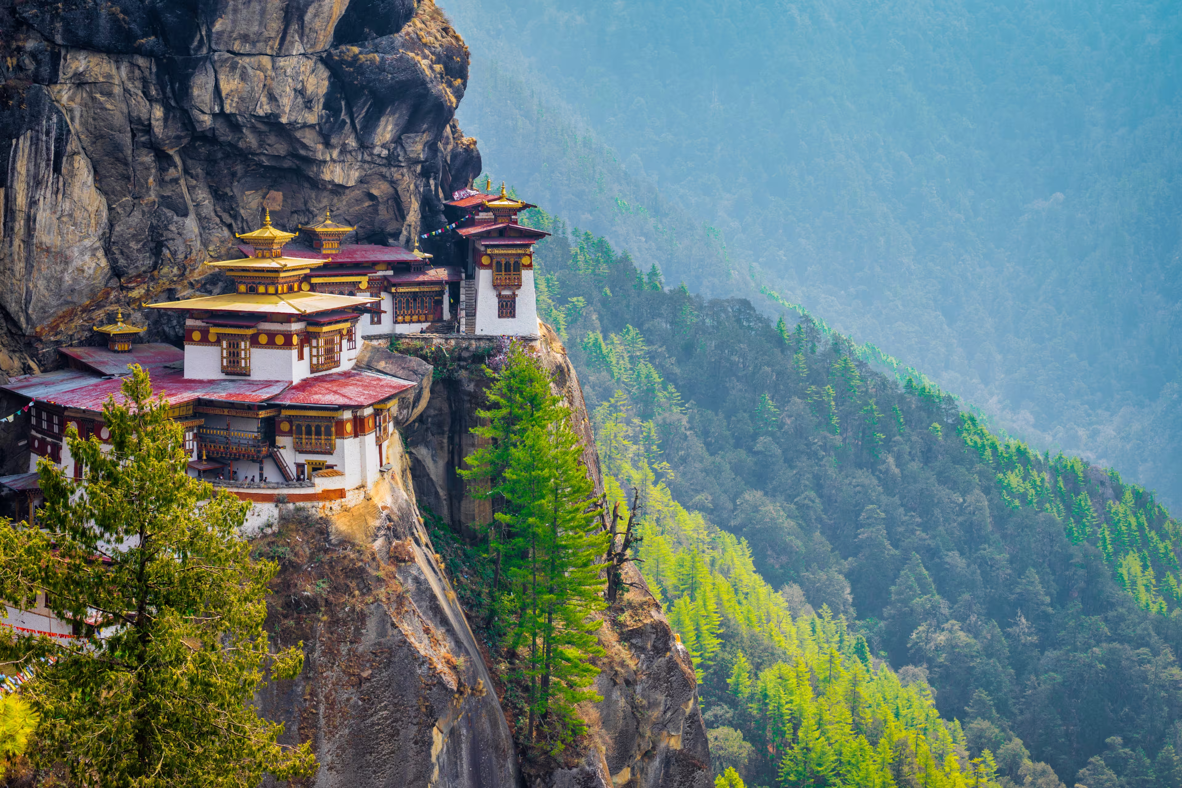 The Tiger's Nest is found on the rocks in Bhutan