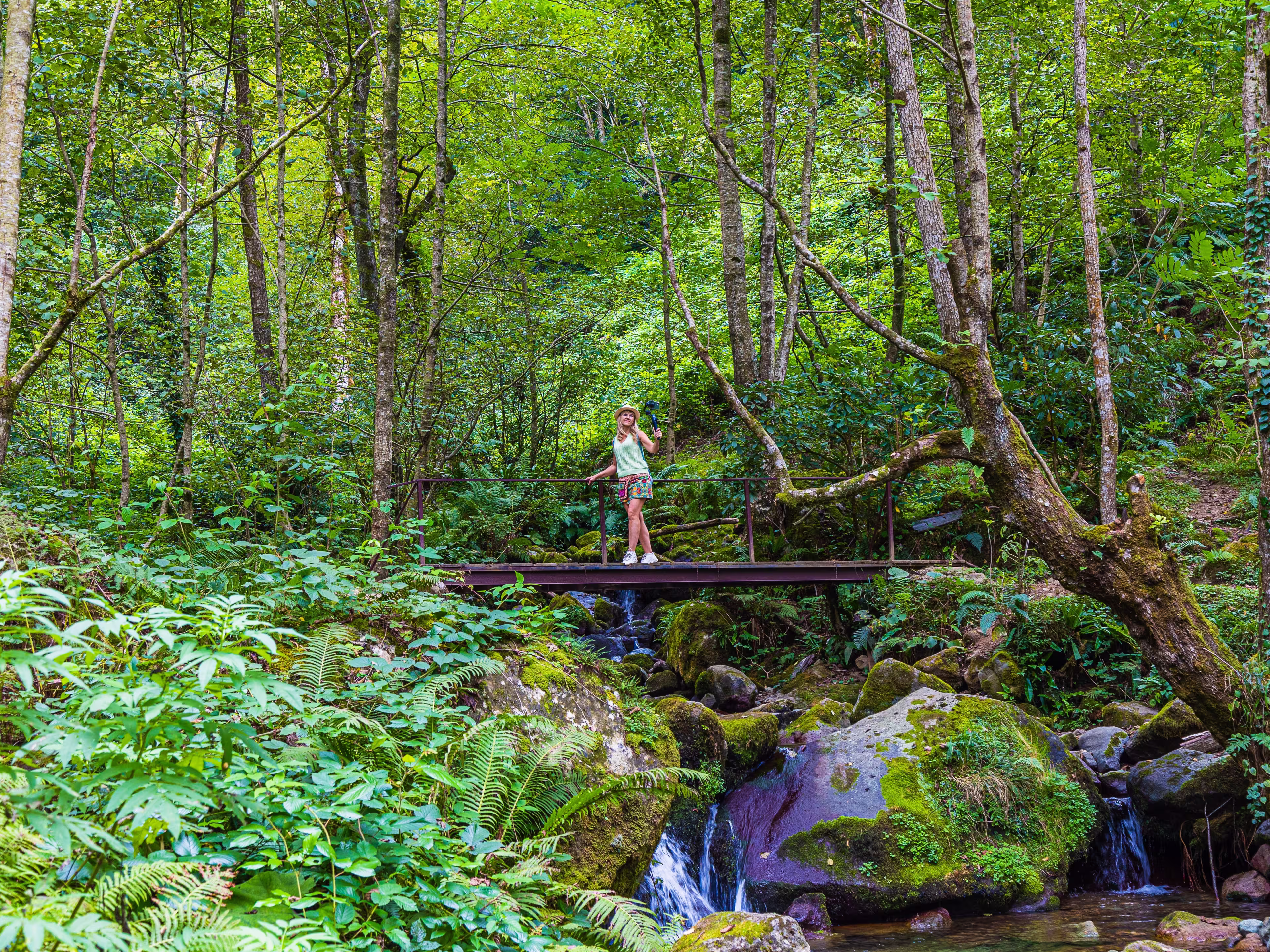 Girl traveler visits Mtirala National Park, Georgia, Adjara