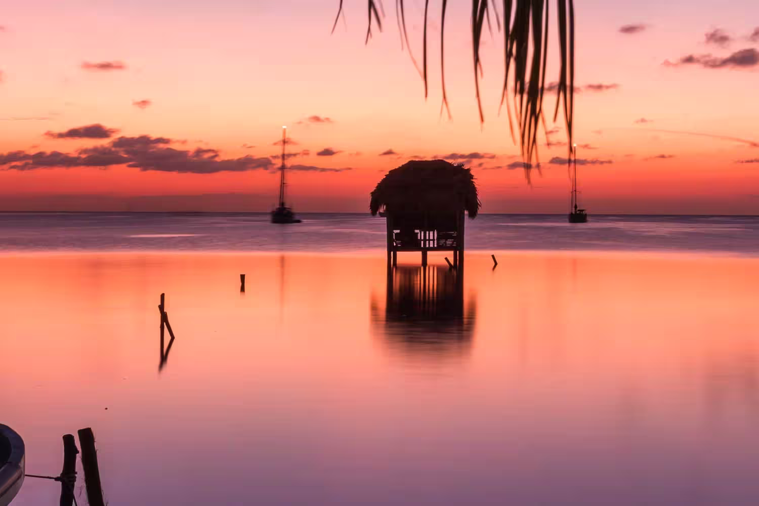 Purple and pink sunset in Belize