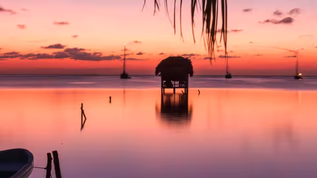 Purple and pink sunset in Belize