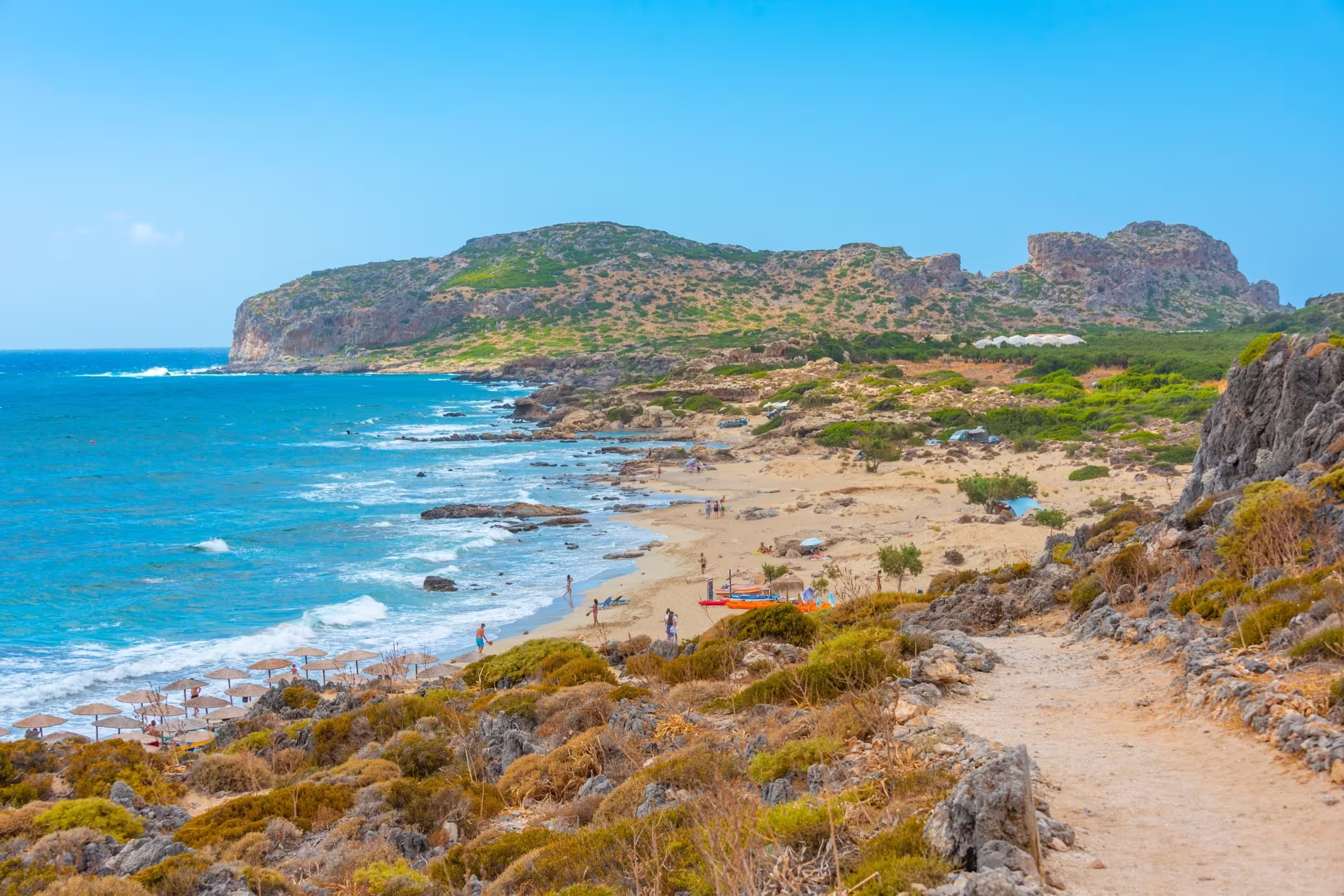 Summer day at Falasarna beach at Crete, Greece.