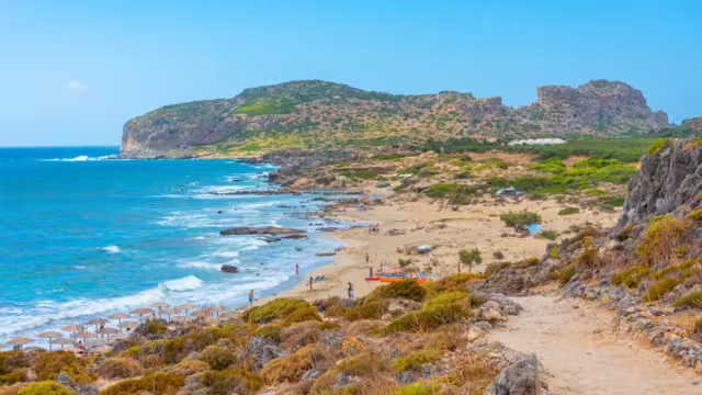 Summer day at Falasarna beach at Crete, Greece.