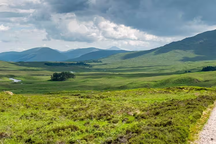 Panorama view of West Highland Way hike, near Fort William, Scotland