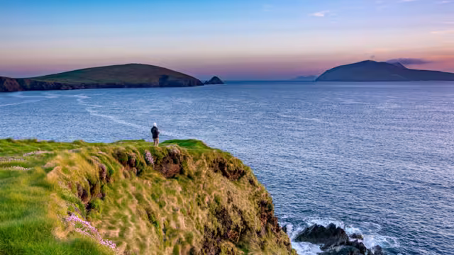 Wild atlantic way, Dingle peninsula ocean view, sunset at dunquin pier
