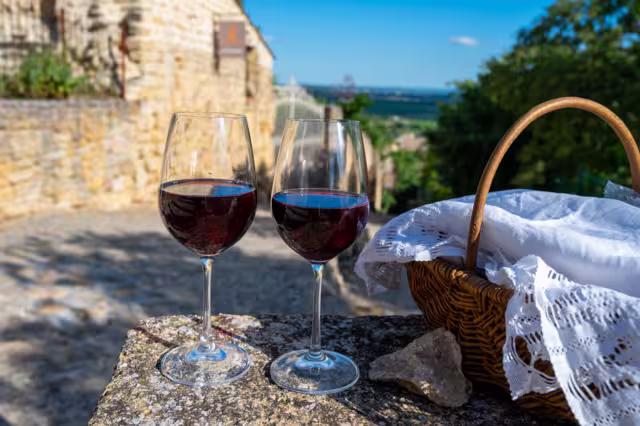 Weingläser in Chateauneuf du Pape