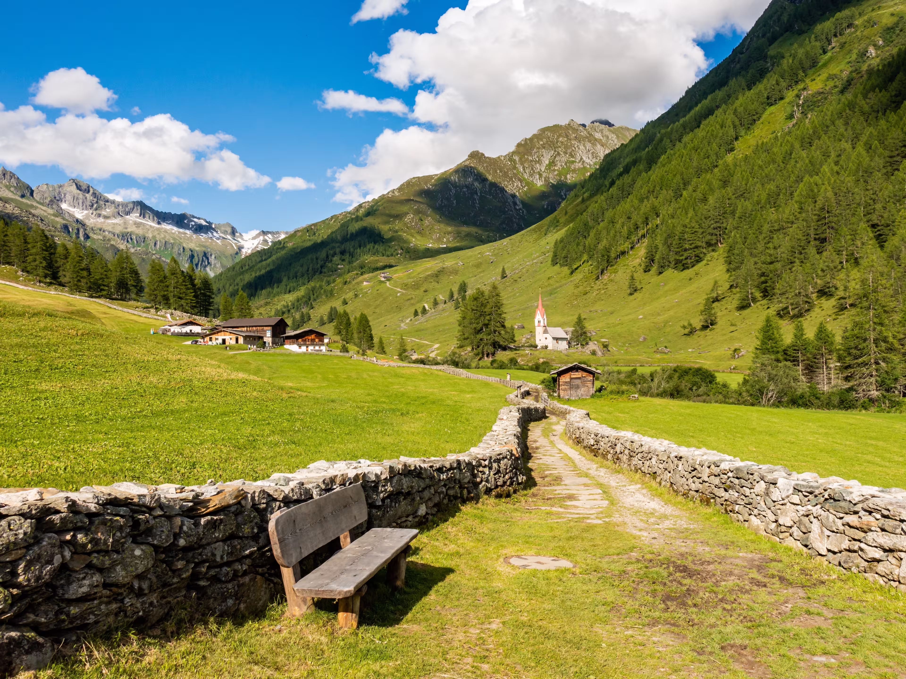 Path to the Holy Spirit Chapel, Prettau, Ahrntal, South Tyrol, Italy