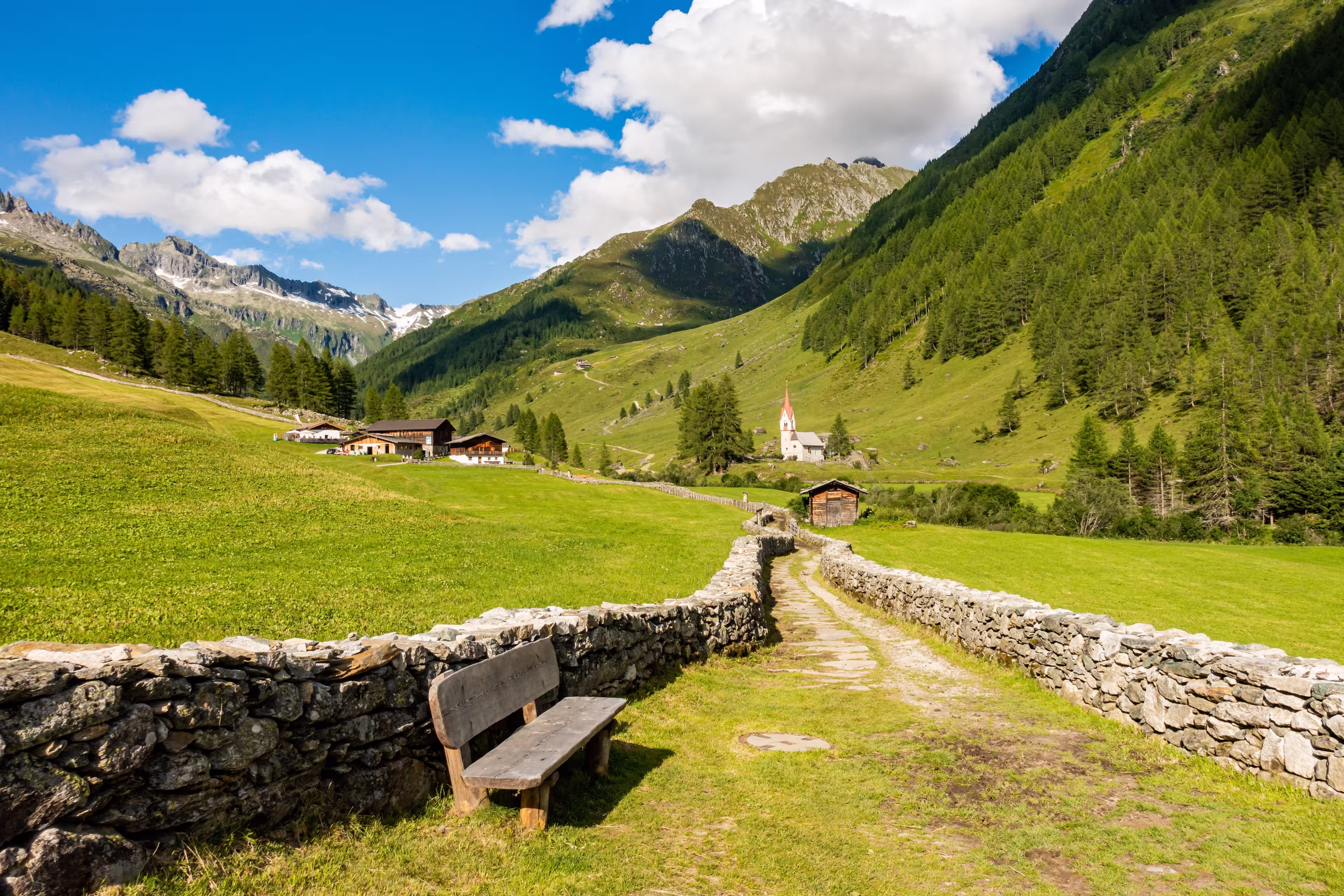 Path to the Holy Spirit Chapel, Prettau, Ahrntal, South Tyrol, Italy