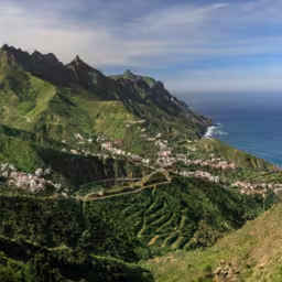 Panoramic view at the Azanos and Taganana from Mirador Risco Amogoje in Anaga Rural Park on Tenerife, Spain