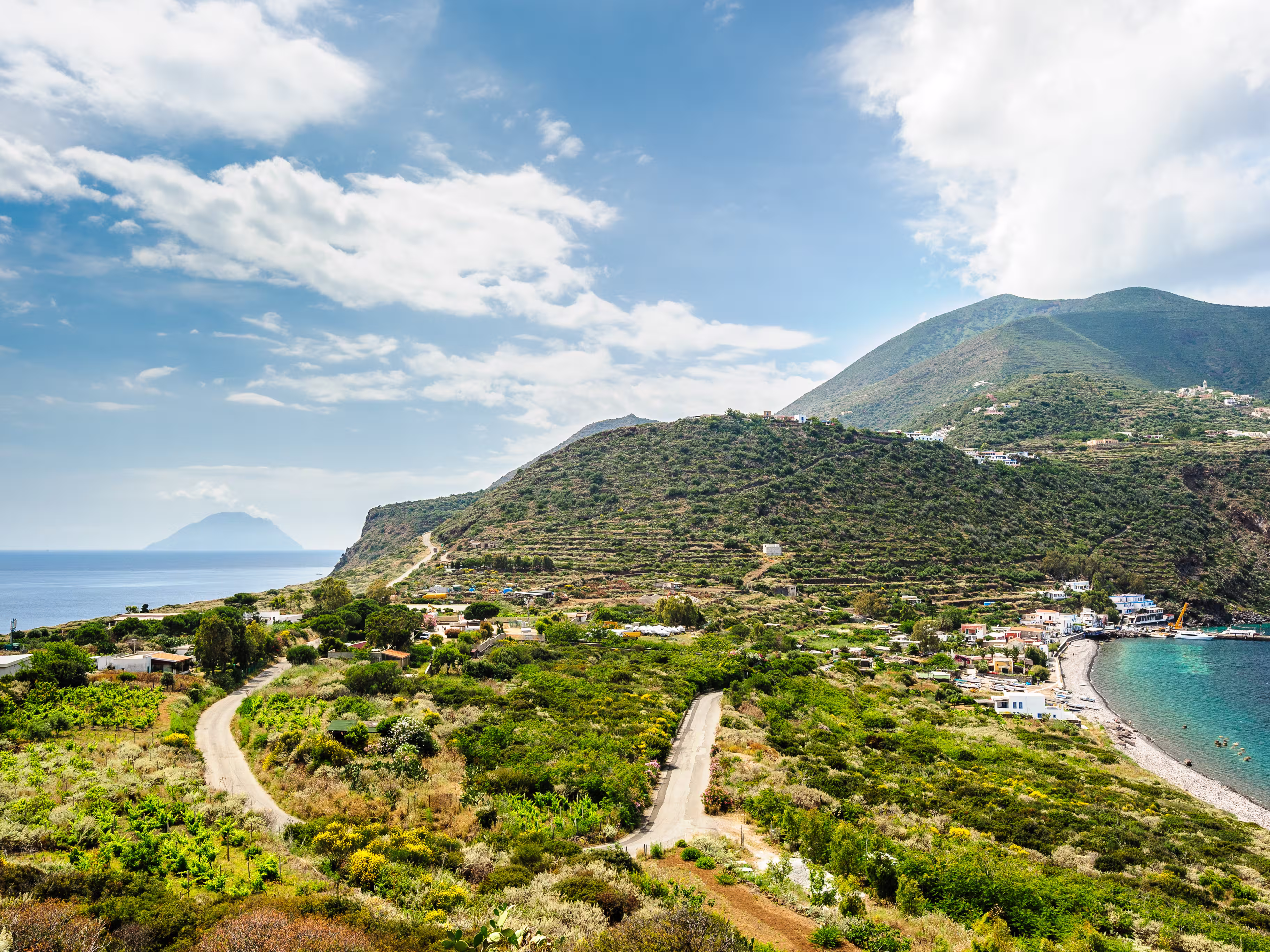 Filicudi island two shores, Aeolian Islands, Sicily, Italy.