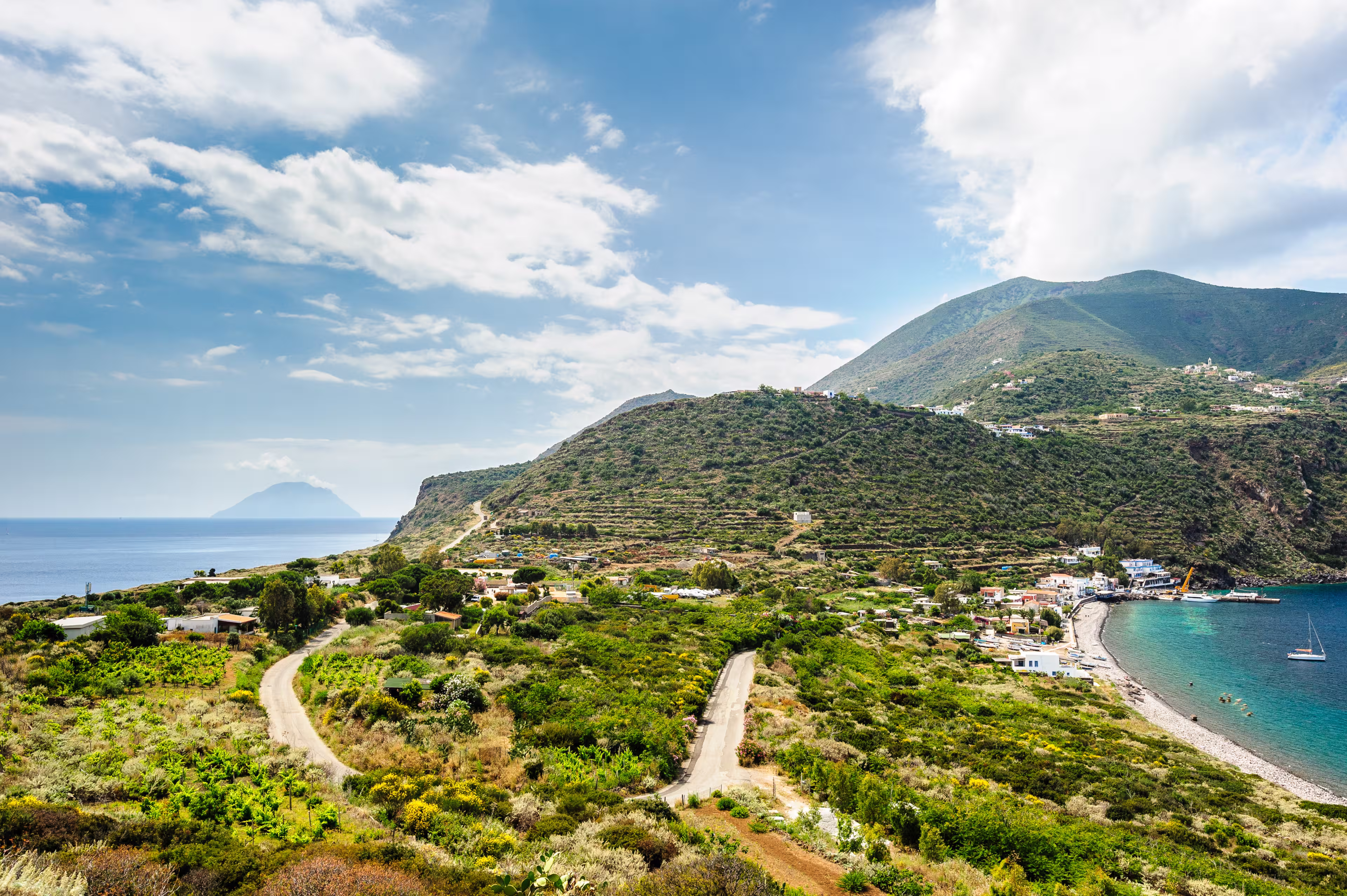Filicudi island two shores, Aeolian Islands, Sicily, Italy.