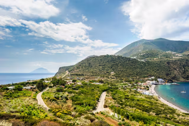 Filicudi island two shores, Aeolian Islands, Sicily, Italy.