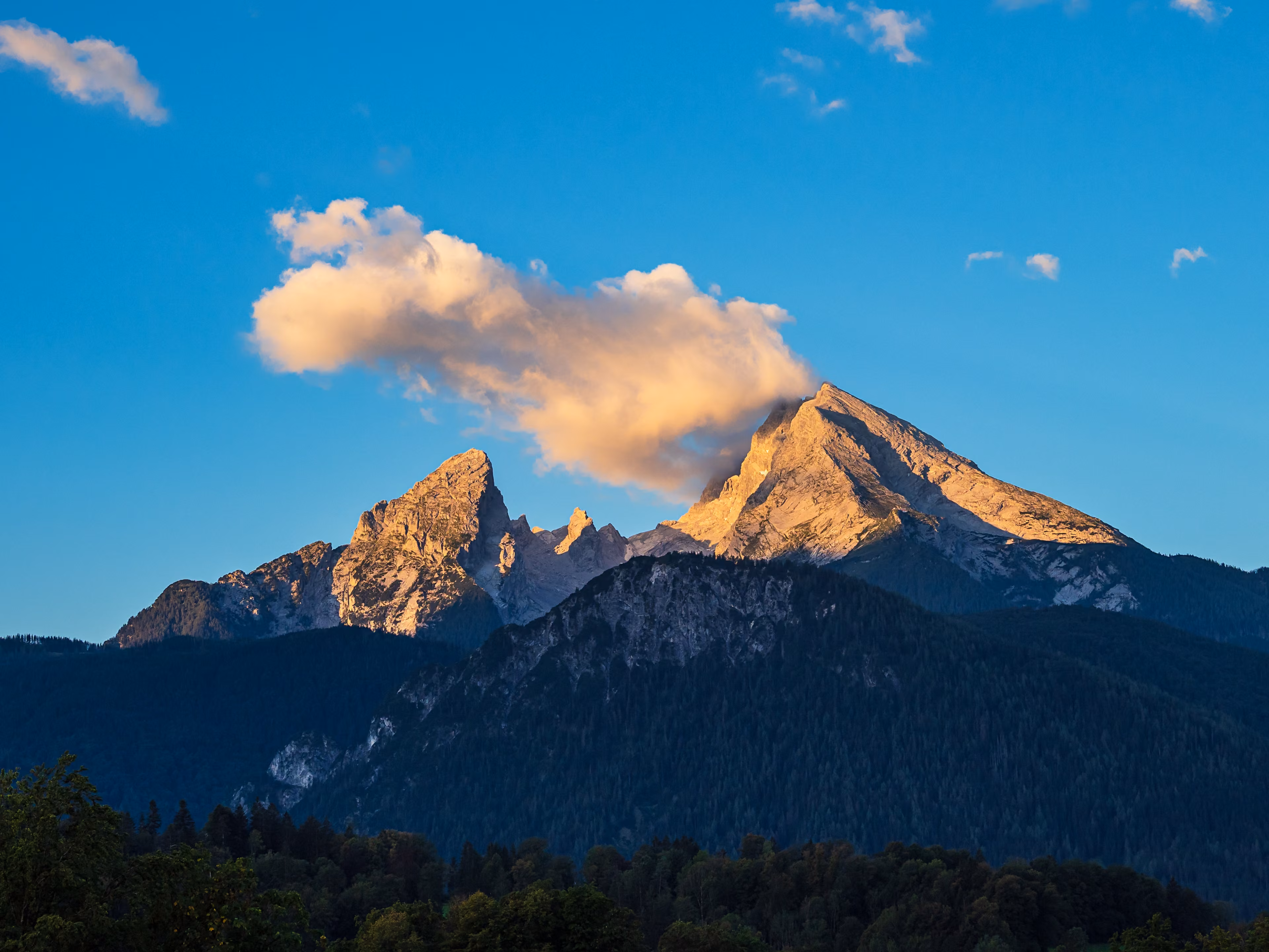 Landscape with the mountain Watzmann in the Berchtesgaden Alps, Germany.