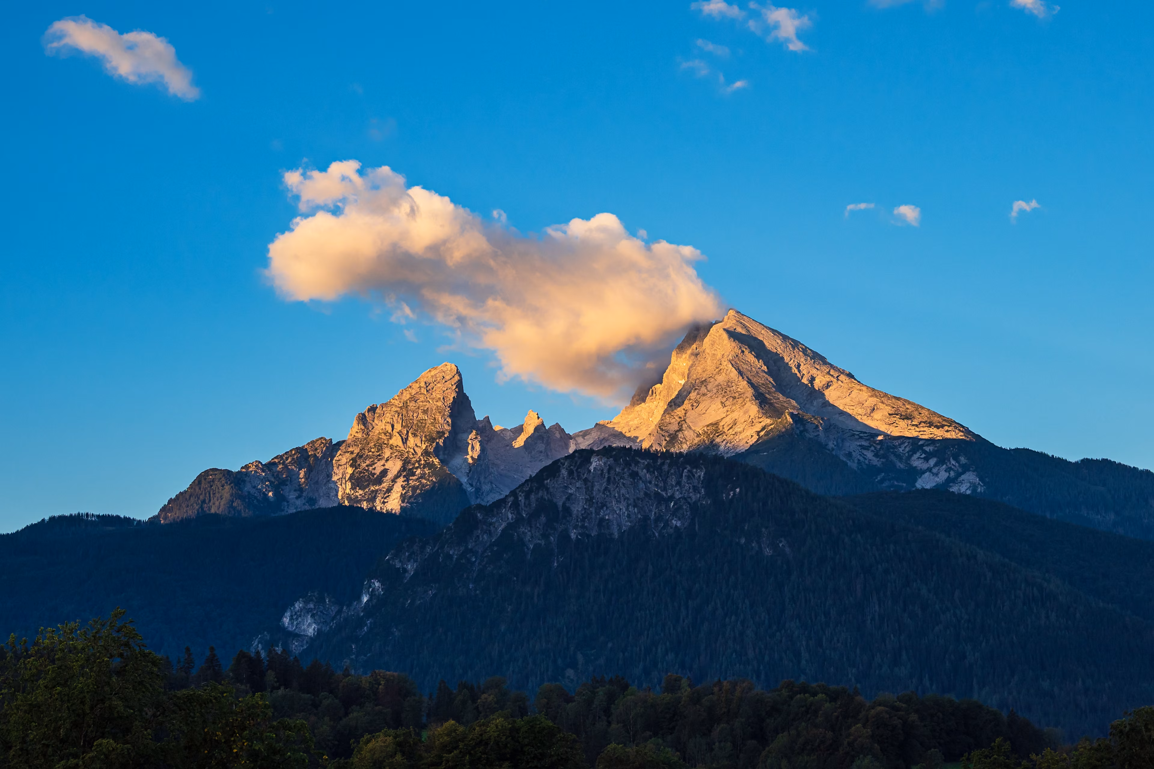 Landscape with the mountain Watzmann in the Berchtesgaden Alps, Germany.