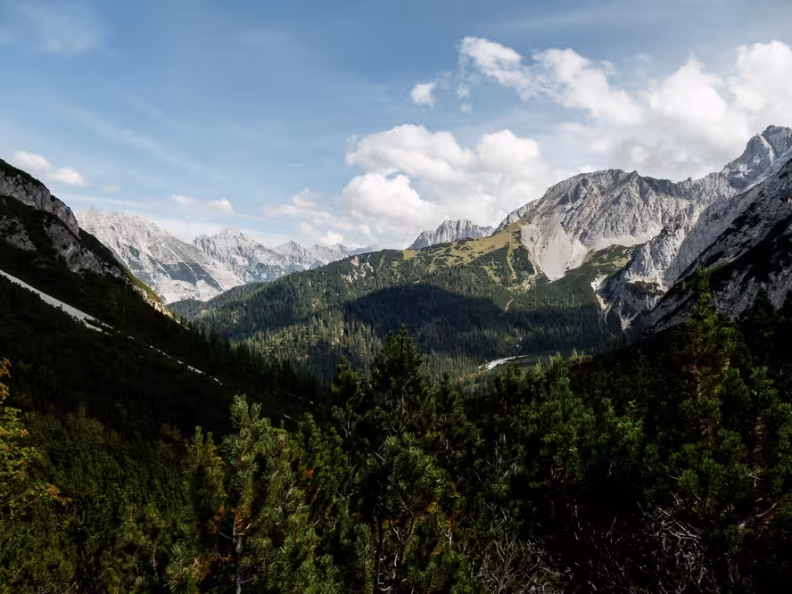 Karwendel mountains at Solsteinhaus hut on Karwendel Hohenweg, Austria in autumn