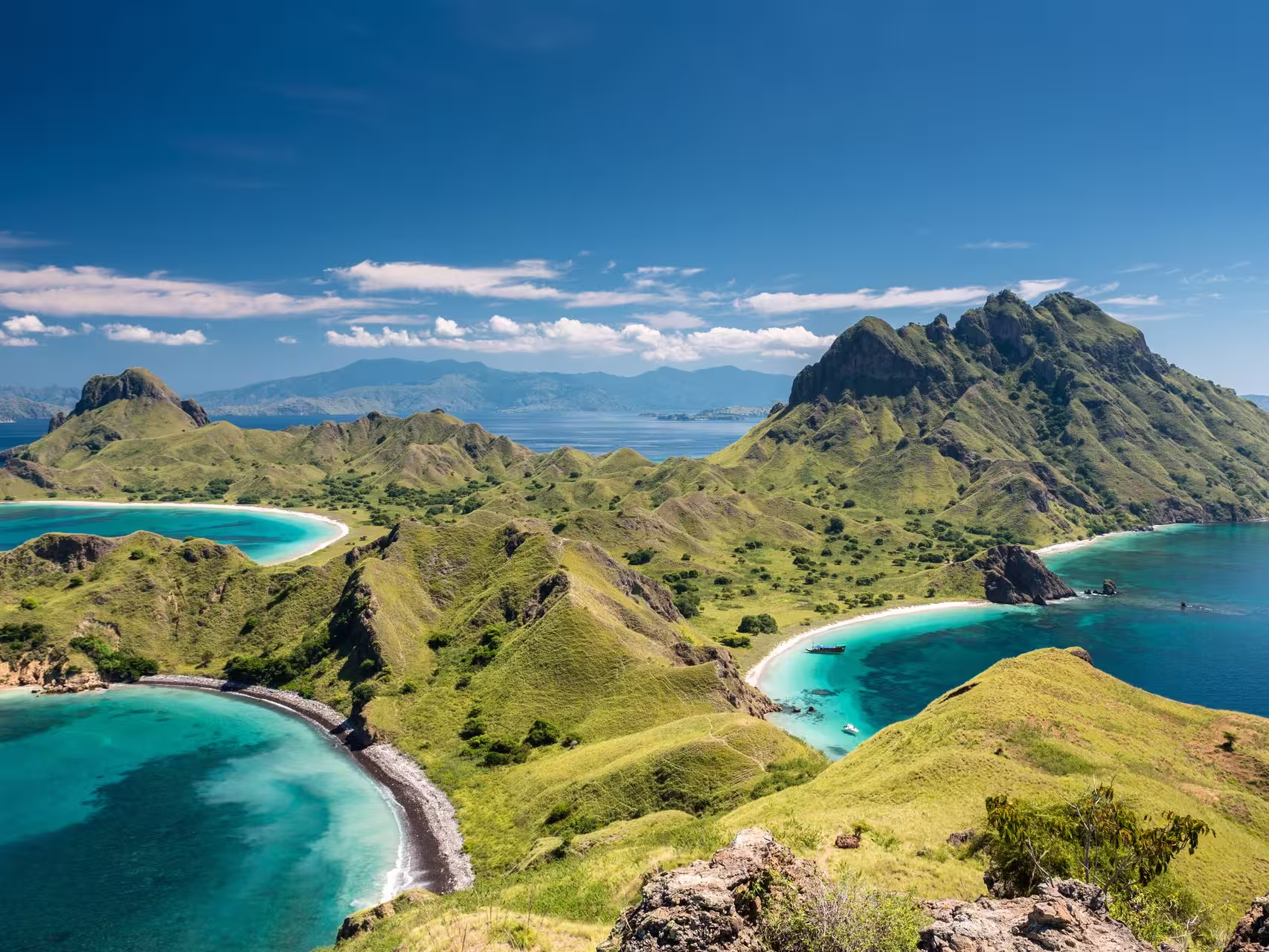 Looking out over Palau Padar, Padar Island, from its iconic viewpoint near Labuan Bajo