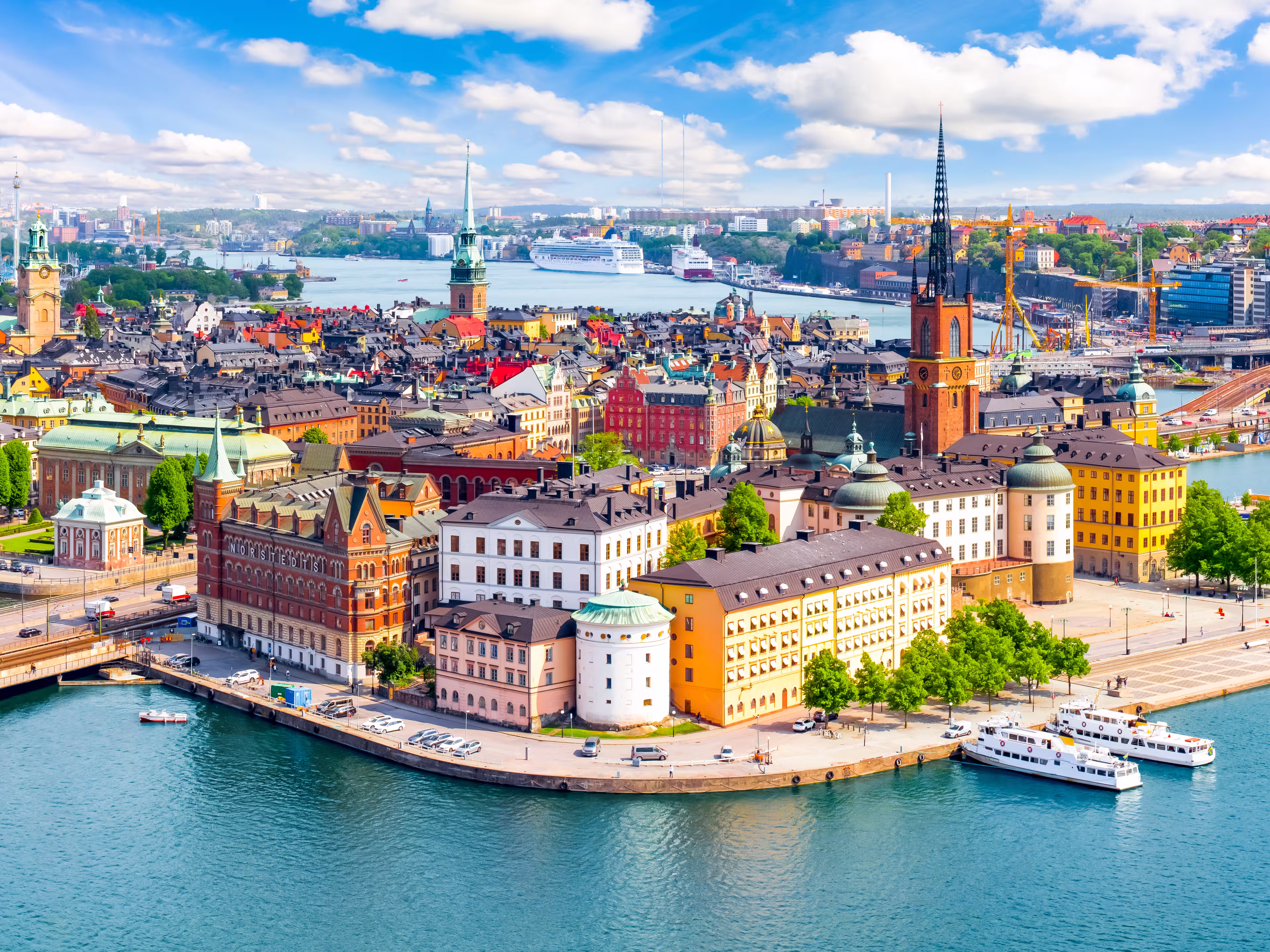 Stockholm old town (Gamla Stan) cityscape from City Hall top, Sweden