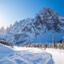 Sunny winter morning in the italian dolomites