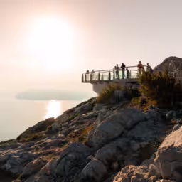 Podgora, Croatia - August 18, 2020. People walking on Biokovo Skywalk attraction