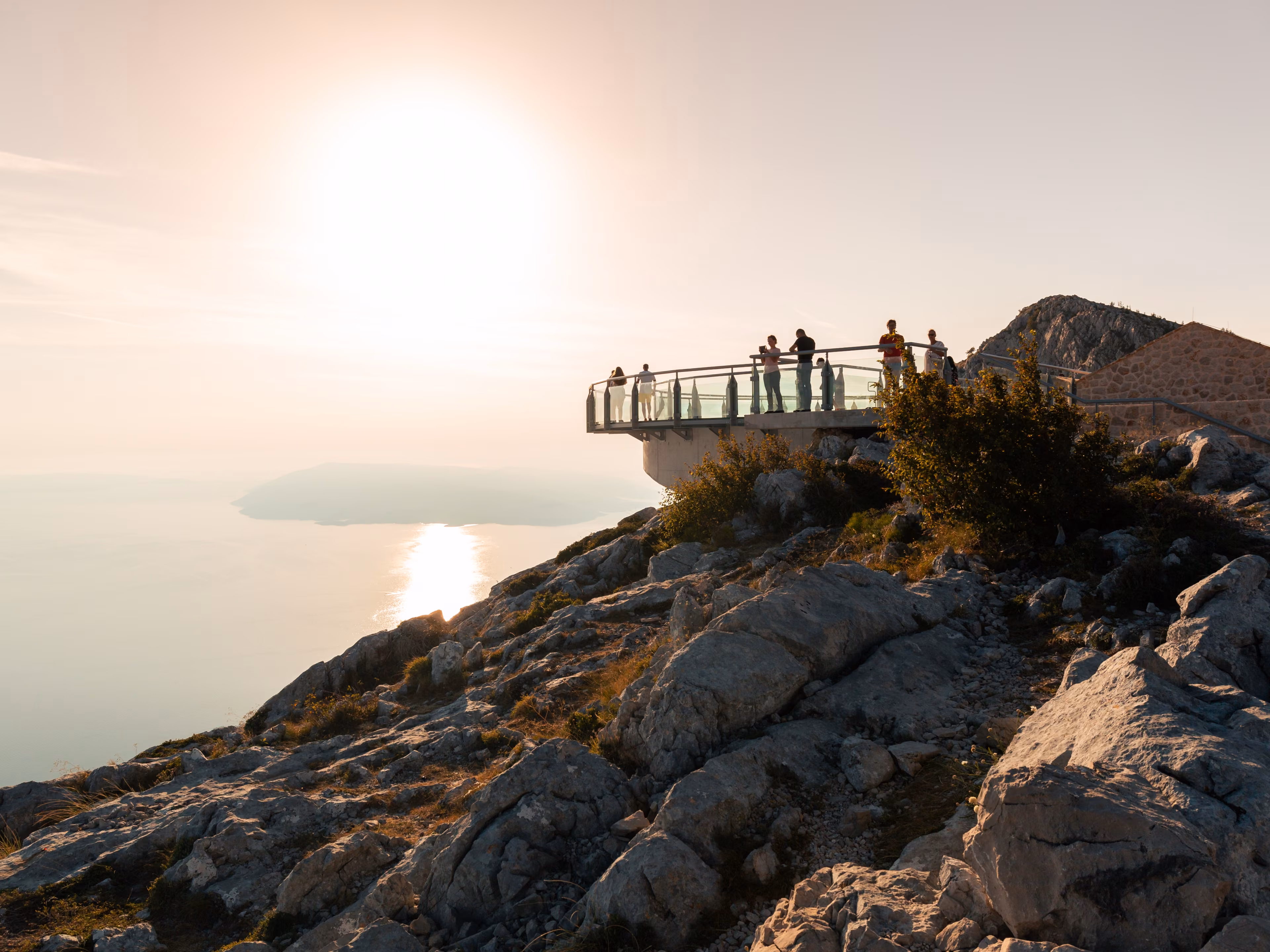 Podgora, Croatia - August 18, 2020. People walking on Biokovo Skywalk attraction