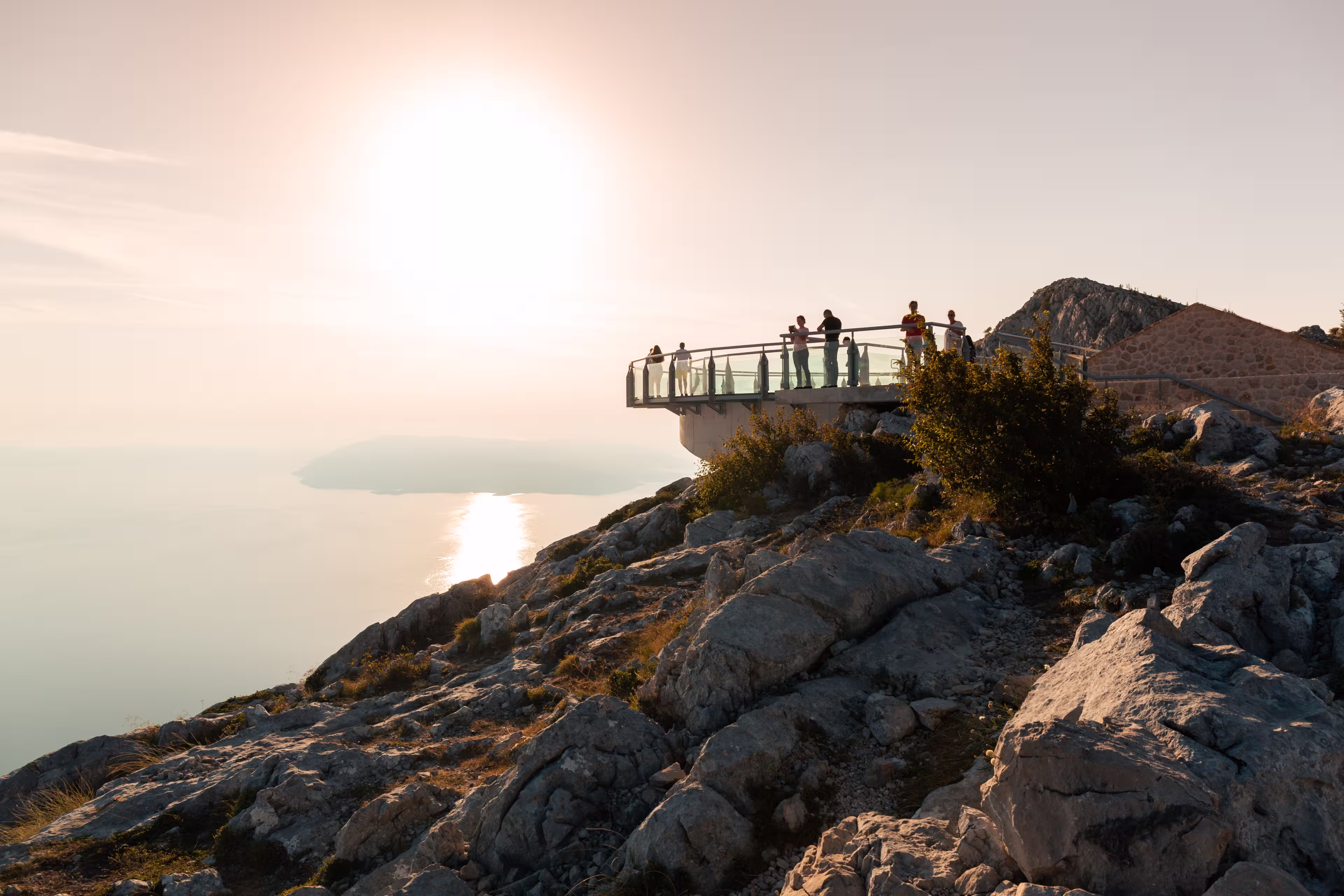 Podgora, Croatia - August 18, 2020. People walking on Biokovo Skywalk attraction