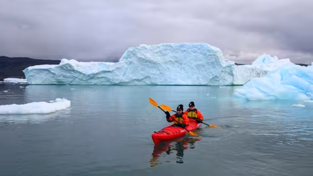 Kayaking at the Eqip Sermia glacier