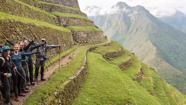 Group trek along Inca Trail, Peru