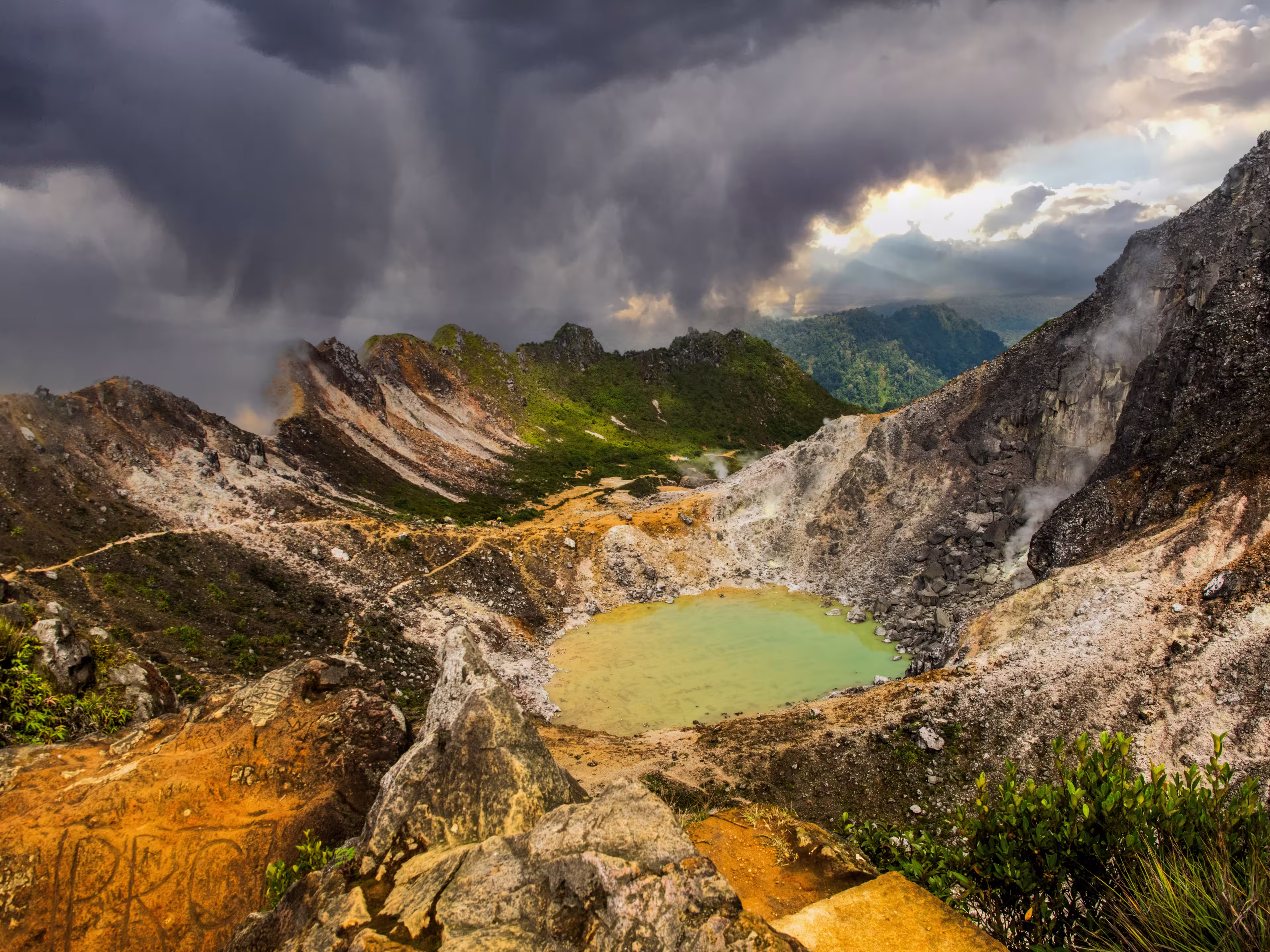Active volcano, Mount Sibayak, Berastagi, Sumatra, Indonesia