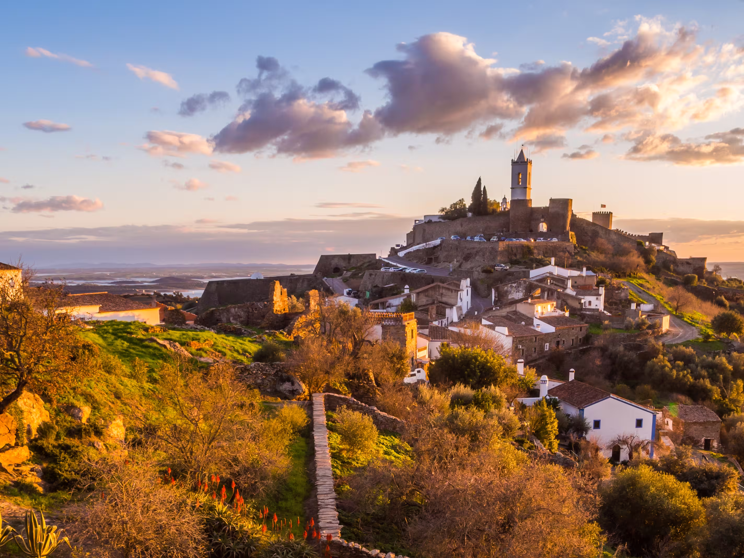 Monsaraz in Alentejo region, Portugal, at sunset.