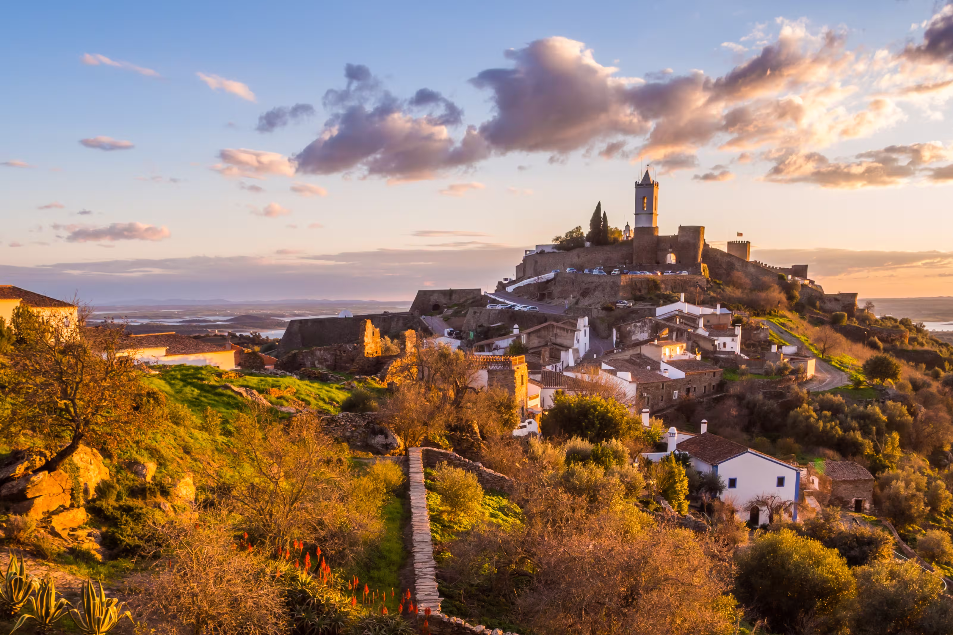 Monsaraz in Alentejo region, Portugal, at sunset.