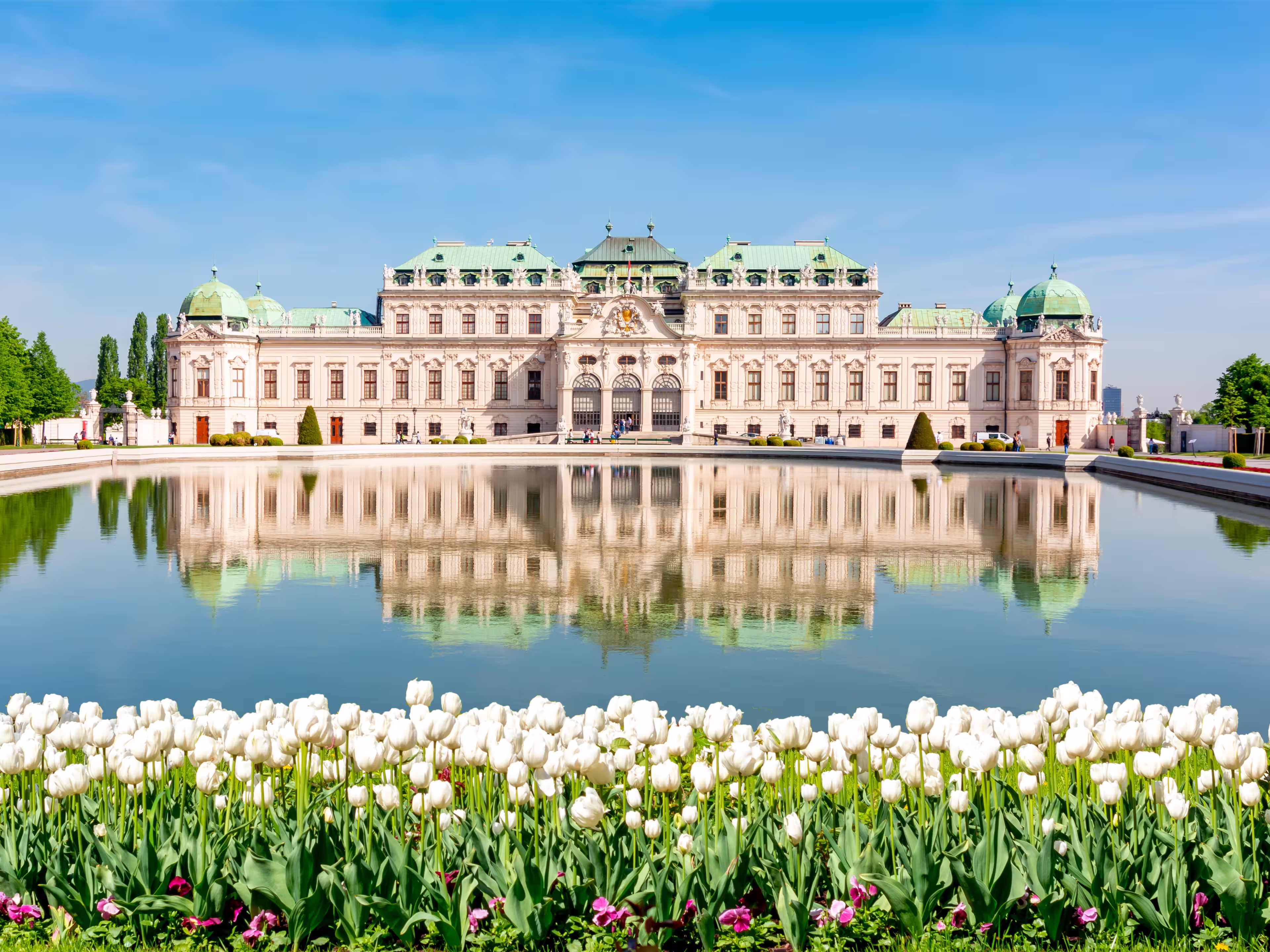Oberer Belvedere Palast und Gärten im Frühjahr in Wien