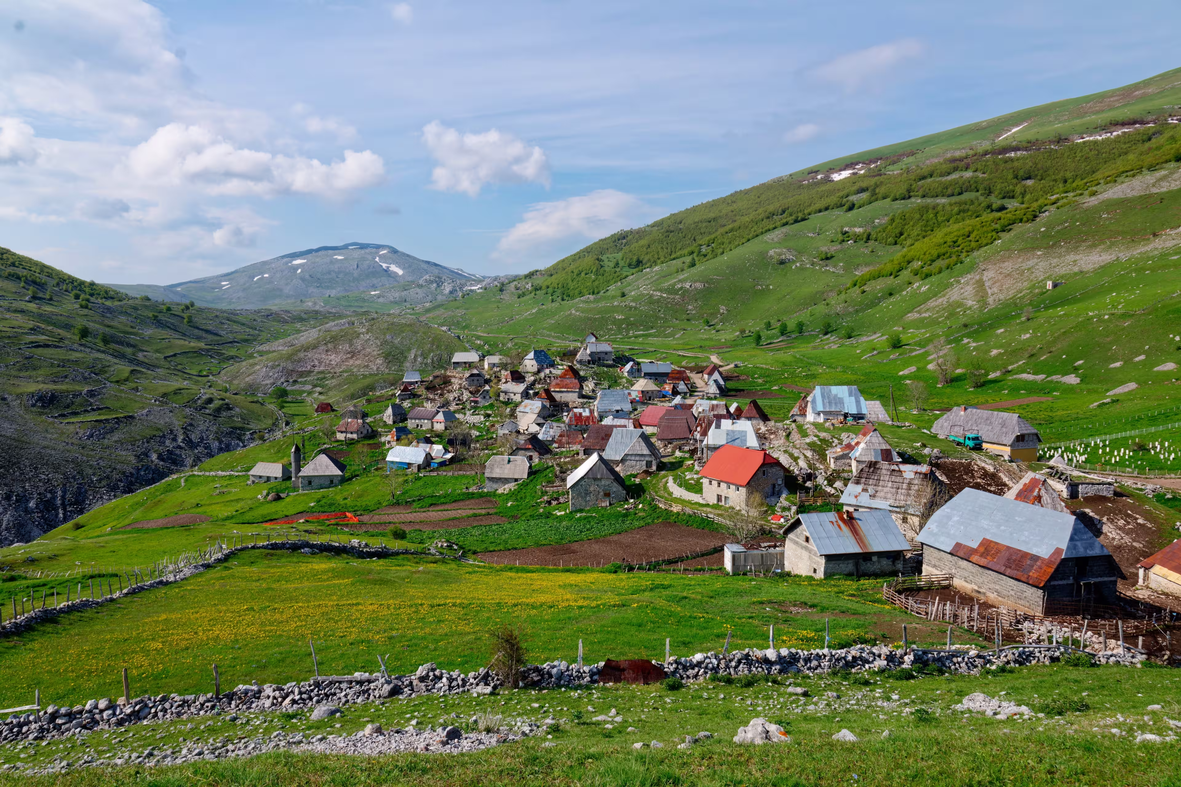 Mountain village Lukomir in Bosnia and Herzegovina. Unique and traditional village. Unique village in Europe. Medieval traditional way of living. Rural tourism and holidays.