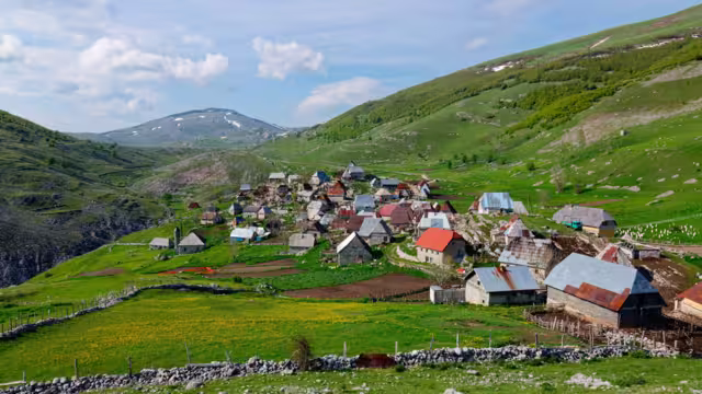 Mountain village Lukomir in Bosnia and Herzegovina. Unique and traditional village. Unique village in Europe. Medieval traditional way of living. Rural tourism and holidays.