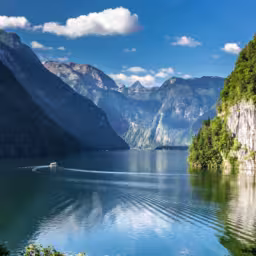 Konigssee Idyllic alpine lake in Berchtesgaden, Bavaria, Germany
