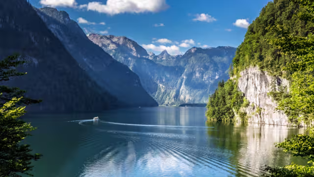 Konigssee Idyllic alpine lake in Berchtesgaden, Bavaria, Germany