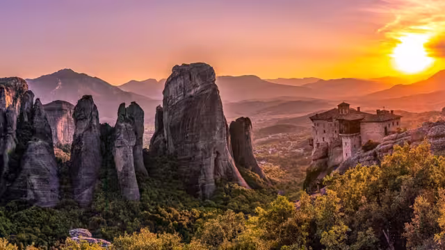 Sonnenuntergang über Meteora