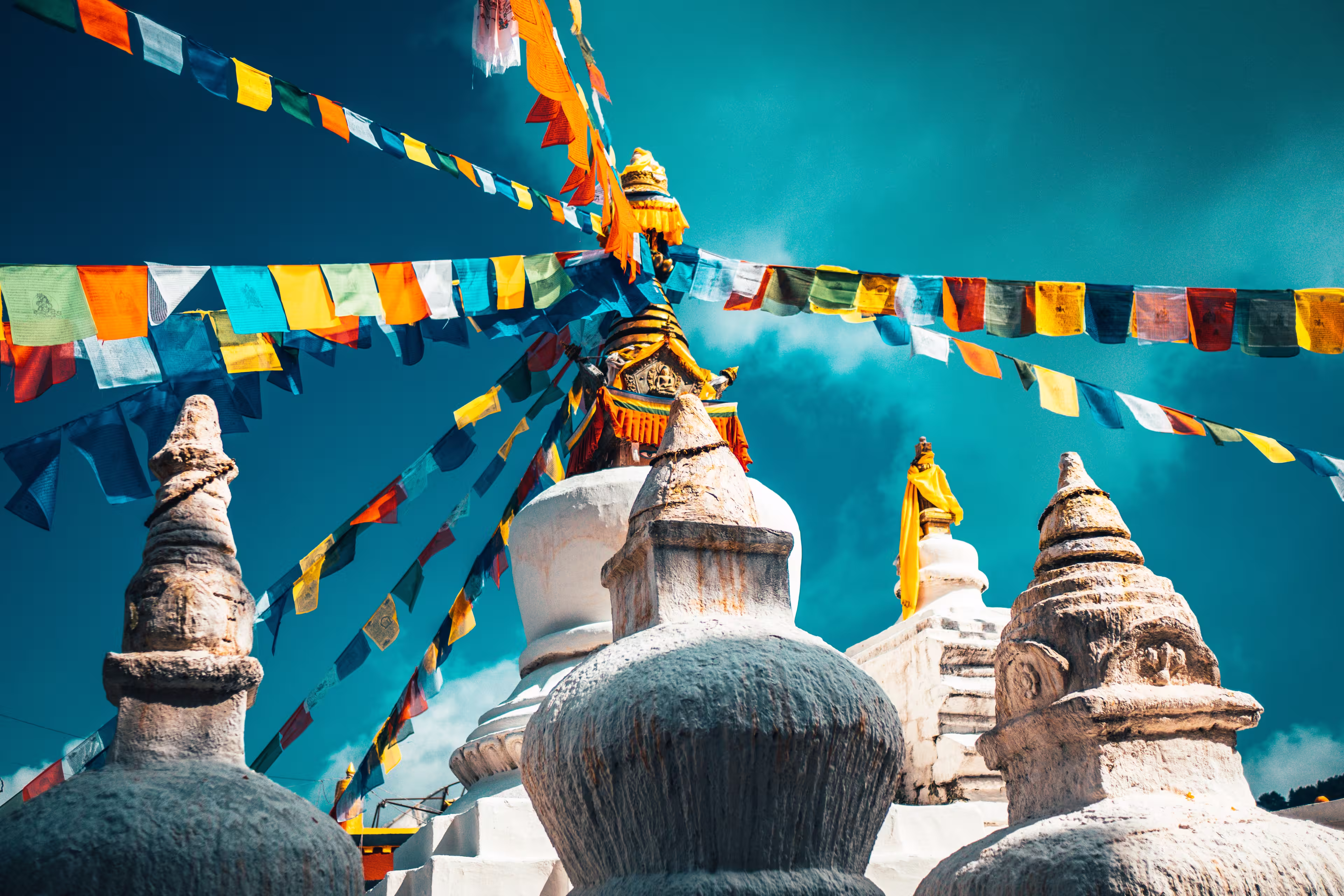Stupa Namobuddha in the Himalaya mountains, Annapurna region, Nepal