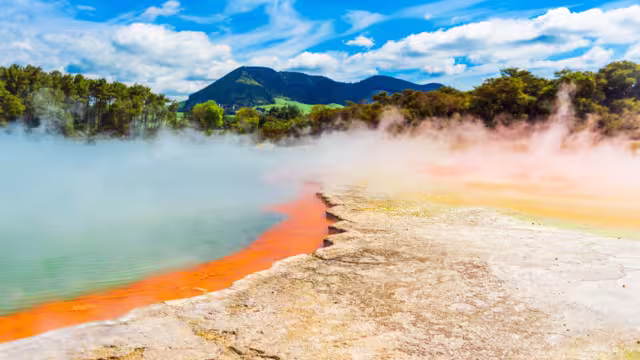 Geothermal pools in Wai-O-Tapu park, Rotorua, New Zealand