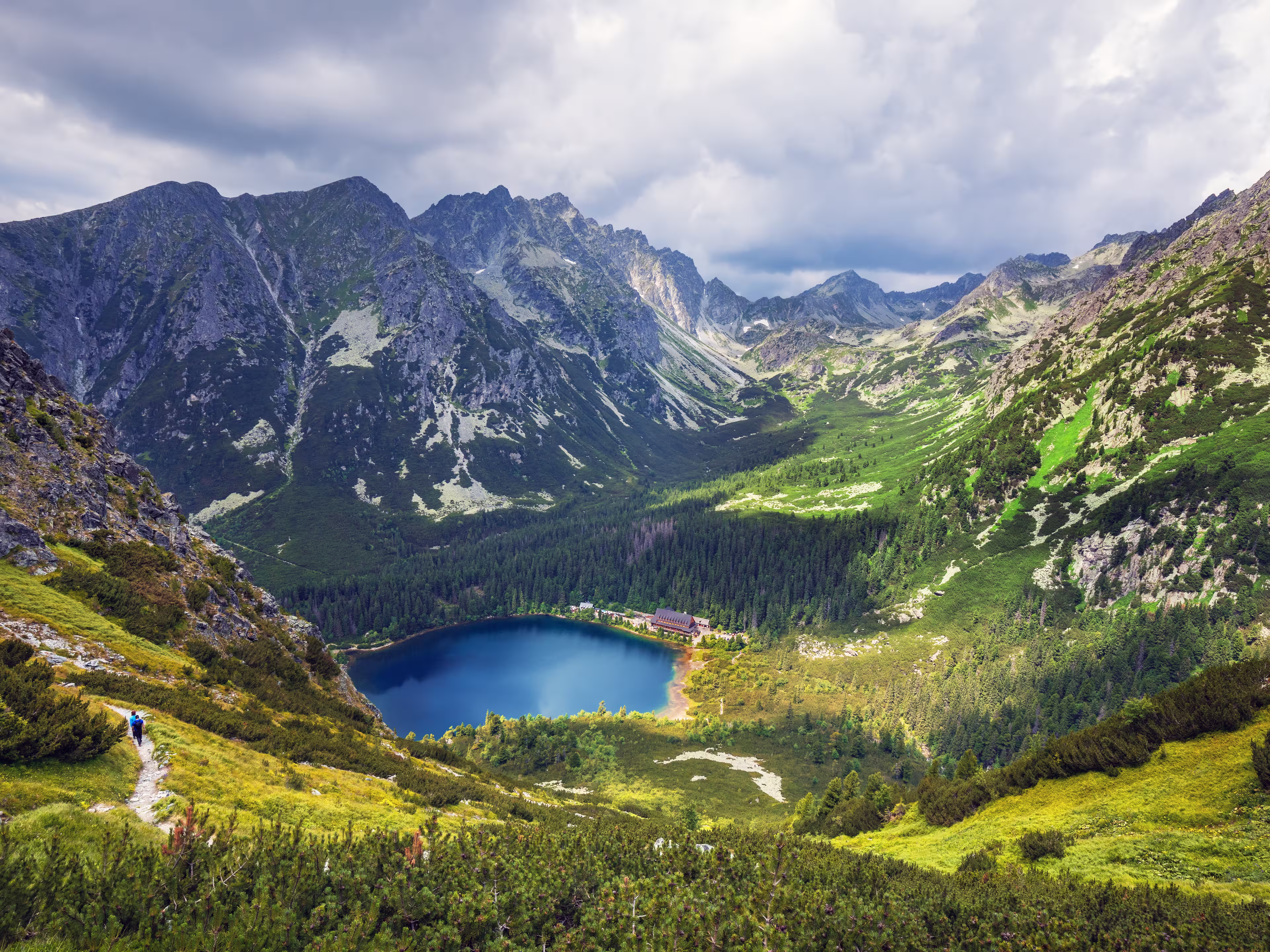 Poprad lake( Popradske pleso) famous and very popular destination in High Tatras national park, Slovakia