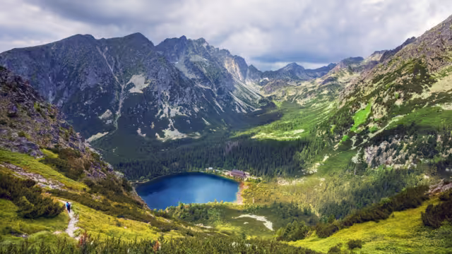 Poprad lake( Popradske pleso) famous and very popular destination in High Tatras national park, Slovakia