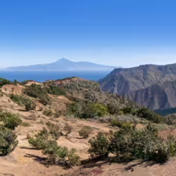 La Gomera - Picturesque landscape in the northwest with view to Tenerife island in the Cumbre de Chijere above Vallehermoso