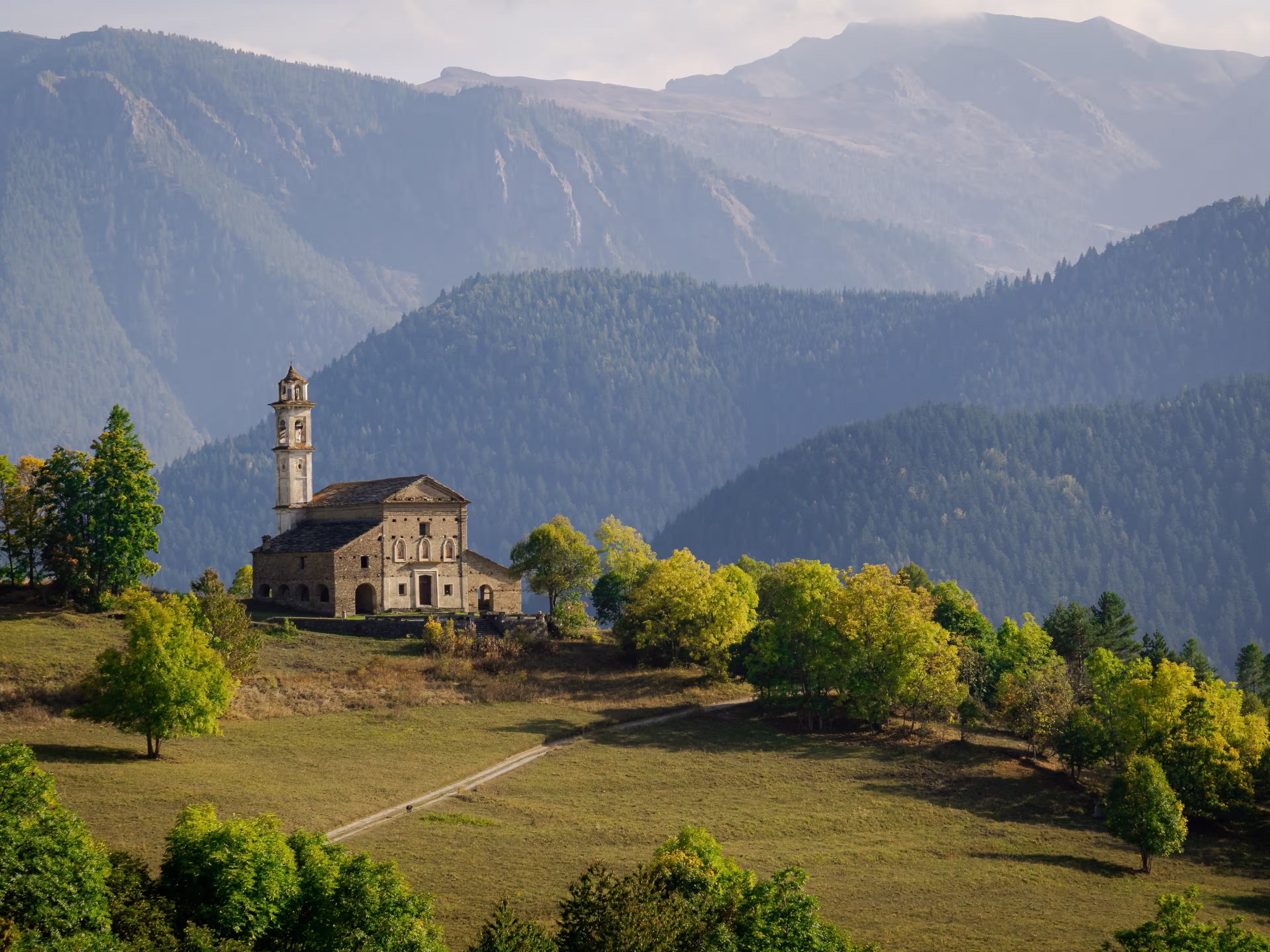 Santa Maria di Morinesio Sanctuary, Valle Maira, Cuneo.