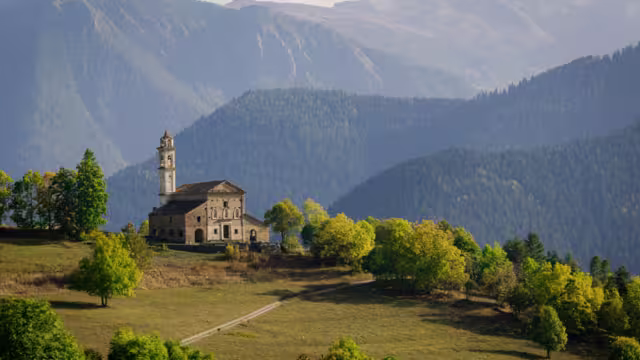 Santa Maria di Morinesio Sanctuary, Valle Maira, Cuneo.