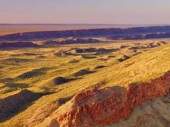 Aerial view of West Macdonnell Ranges and Larapinta Trail in the Northern Territory, Australia
